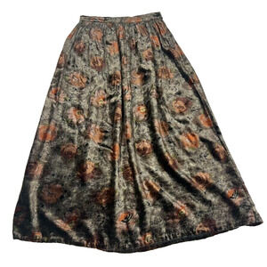 Emanuel Ungaro Skirt Womens 10 Velvet Maxi Floral Pleated Vintage Maxi A-line